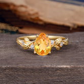Pear Shaped Nature-Inspired Women's Citrine Engagement Ring